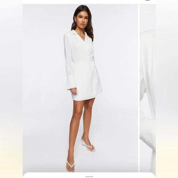 White Blazer Mini Dress / Bridal Dress / Engagement dress - Picture 4 of 5